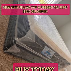 King mattress pillow top and box spring set (2pc - brand new)