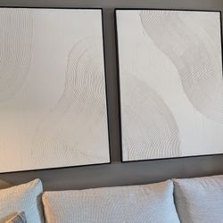 Set Of 2 Textured Plaster Wall Art