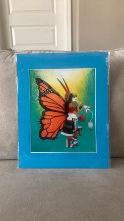 Native American Butterfly Dancer Matted Art Painting