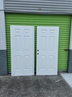 Exterior fiberglass double door set 72x79.25