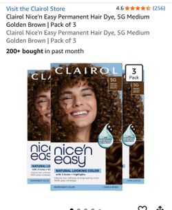 Clairol Nice'n Easy Permanent Hair Dye, 5G Medium Golden Brown | Pack of 3