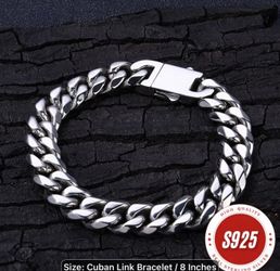 New! Sterling Silver Men’s Cuban style chain bracelet