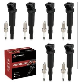 BRAND NEW OPEN BOX UF592 Ignition Coil Pack and Iridium-Platinum Spark Plugs Set of 6 Compatible with BMW