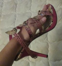 Pink snake high heels
