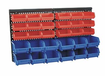 Pegboard 30 parts bins red and blue new!