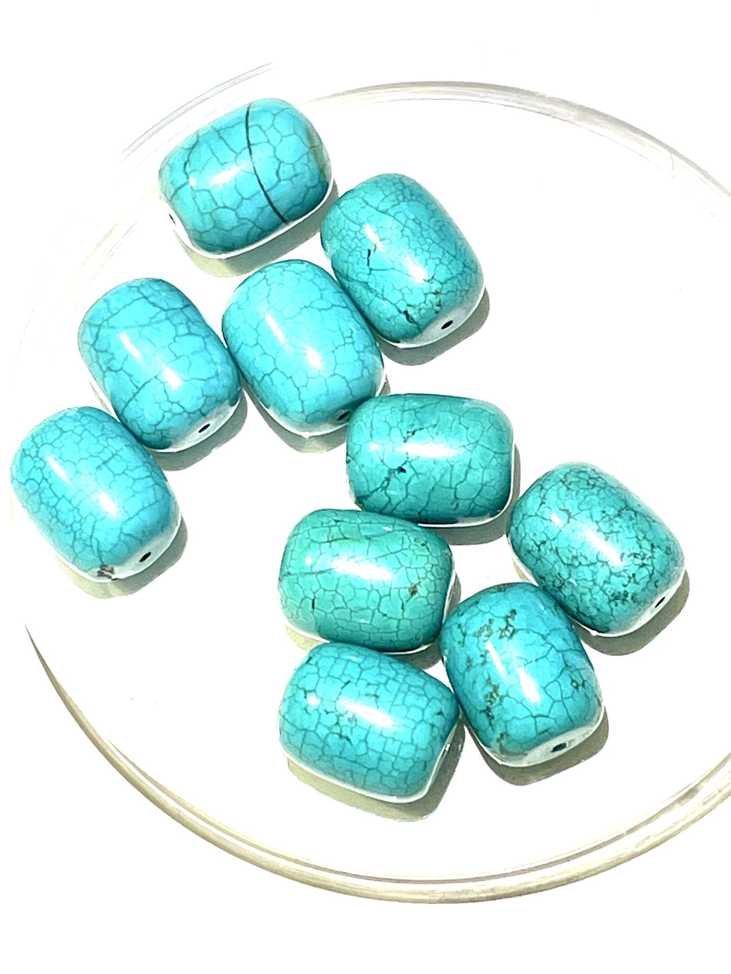 Turquoise Barrel Beads Lot Of 10