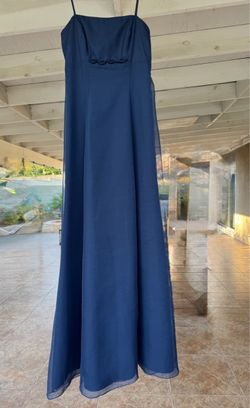 Navy Blue Floor-Length Gown Rosette Detail XS S vintage