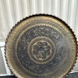 Vintage Middle Eastern Bronze  Round Tray For Table