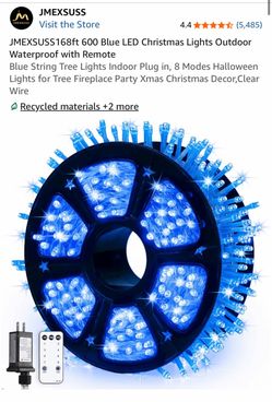 JMEXSUSS 168ft 600 Blue LED String Lights with Remote