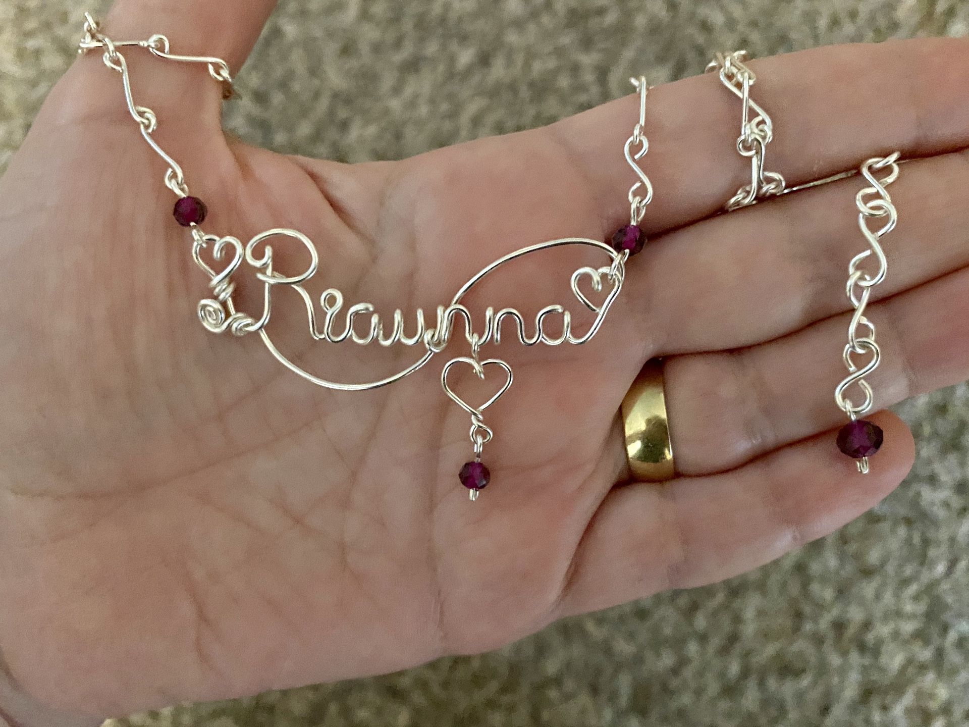 Handmade copper wire wrapped name necklace with handmade copper wire wrapped chain, custom necklace, personalized