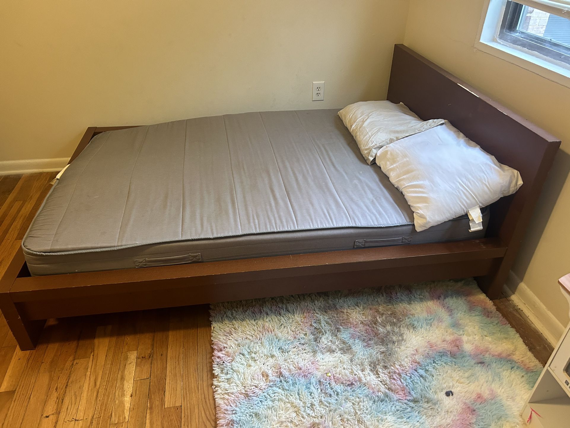 Queen Size Bed Frame, Mattress, & Box Spring 