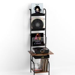 Record Player Stand with Vinyl Storage, Turntable Stand with Vinyl Record Holder Display Shelf