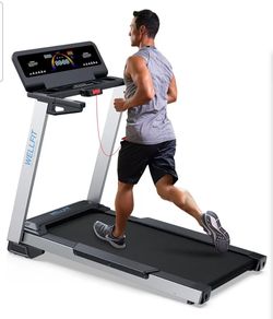 Home Treadmill, 2 Level Incline Heavyduty Treadmill with Pulse Sensor, 4.0 HP, 10 MPH, 450 lbs Capacity, 20'' x 45'' Running Area Treadmills with Blue