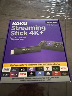 Roku Streaming Stick Plus with Voice Remote - 4K & HDR10+ | 4K & HDR Streaming Device for TV with Roku Voice Remote - Free & Live Local News, Sports.