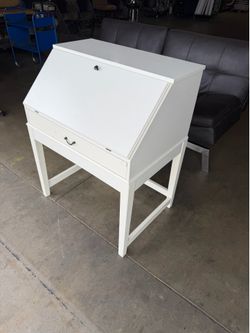 White Secretary Desk & White Leather Chair
