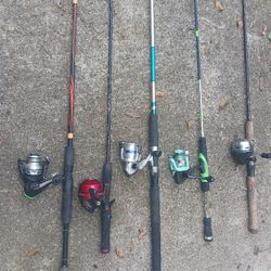 (5) Fishing Rods And Reels