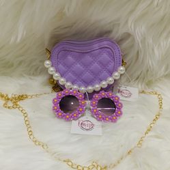 Heart Crossbody Bag And Sunglass For Girl 