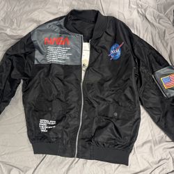 Large men’s NASA jacket bomber with American flag patch