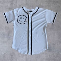 Nirvana Smiley Face Baseball Jersey Pro USA Sunny 17 White Mens Medium Streetwear