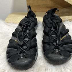 Keen Whisper Sandals Womens Size 8.5 Black/Gray Waterproof Hiking Water Shoes