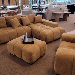 Sectional Sofa Amber Yellow Couch Mustard New Style Comfort Sofa