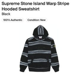 Supreme Stone Island Warp Stripe Hooded Sweatshirt Size Medium