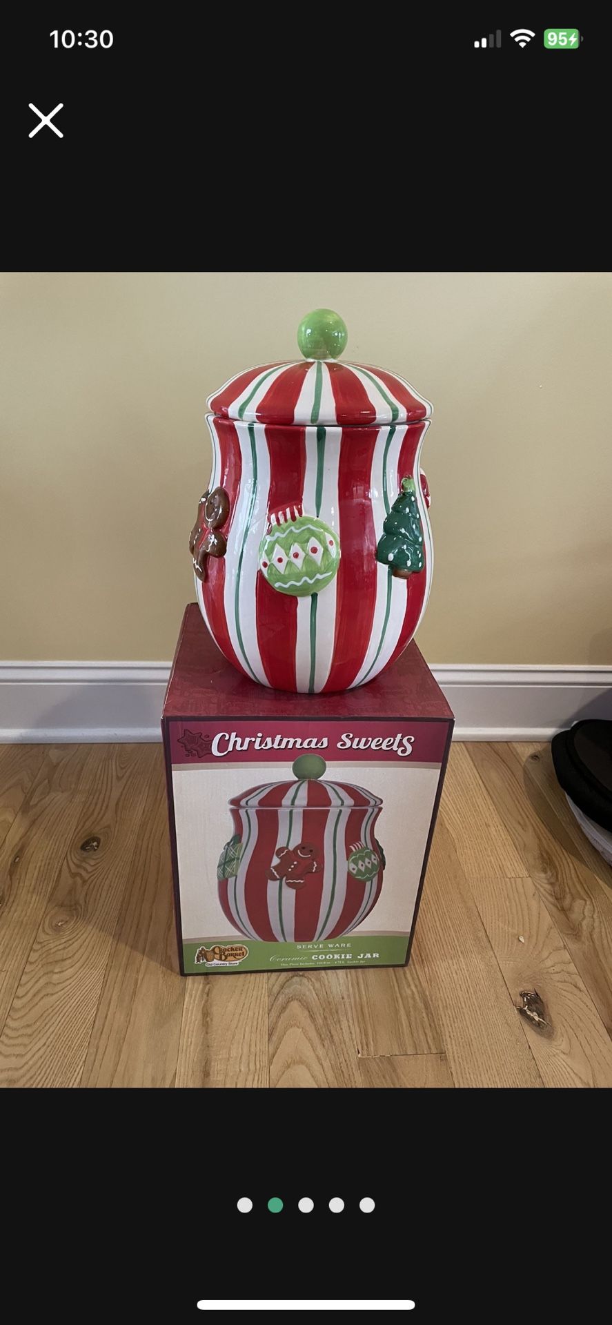 Large Holiday Christmas Cookie Jar From Cracker Barrel