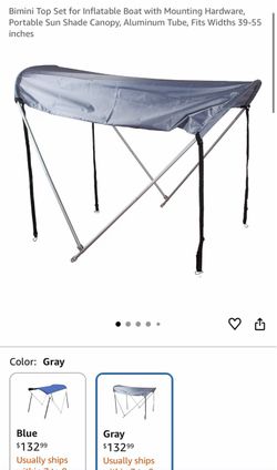 Bimini Top Set for Inflatable Boat Sun Shade – Gray