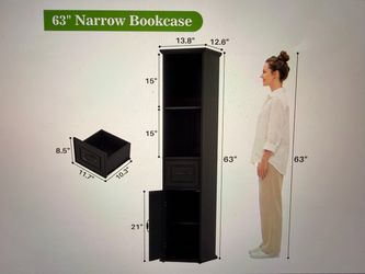 Brand new 63” narrow bookshelf for storage