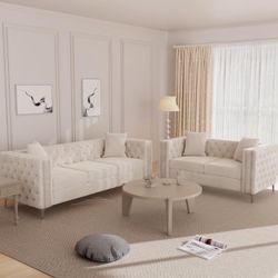 PoshPerch 3+2 Sofa Set for Living Room| Stylish and Comfortable Living Room Furniture (Beige)