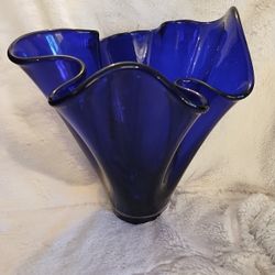 Vintage Deep Blue Glass Vase