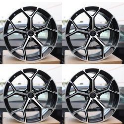 20x9 5x112 ET30 Black Machine Wheels CB66.6 Fits Audi A4 A5 A6 VW Passat Mercedes C E CLA