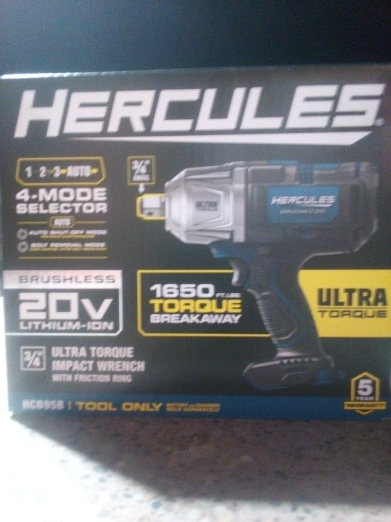 HERCULES 20V 1650 TORQUE BREAKAWAY ULTRA TORQUE 3/4" ULTRA TORQUE IMPACT WTENCH WITH FRICTION RING