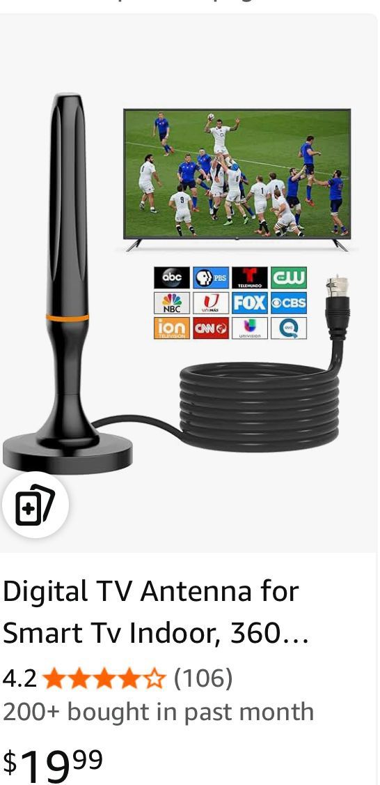 Digital TV Antenna for Smart Tv Indoor, 360 Reception Digital HDTV Antenna for Local Channels, Supports 1080P and 4K, Strong Magnetic Base(Black-Magn