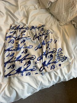 Eric Emanuel EE Shorts White Blue Graphic #13 Mesh Basketball Shorts
