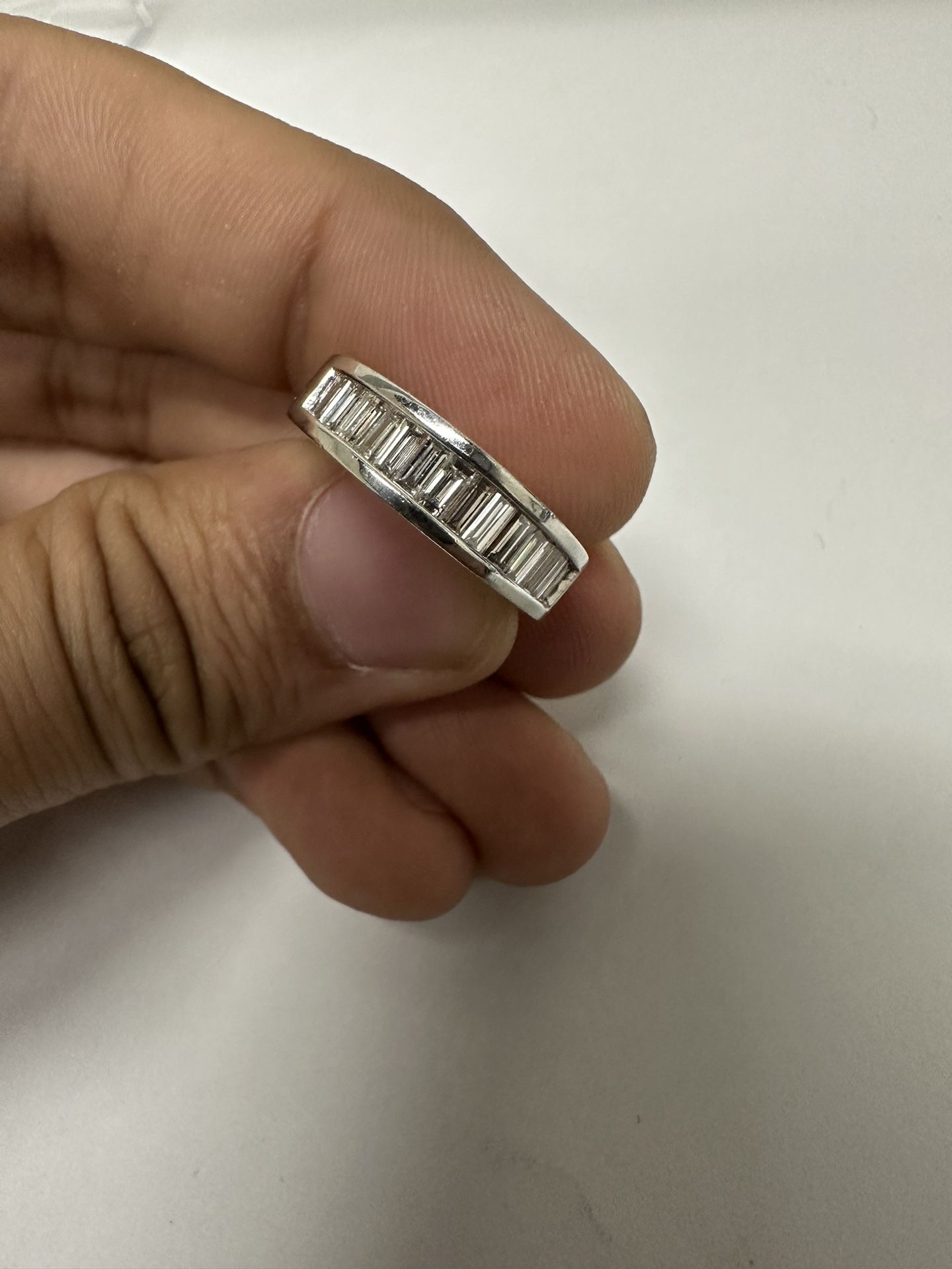 Natural Baguette Diamond Ring In 14k White Gold