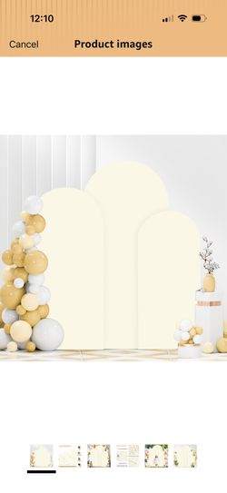edding Arch Cover Set of 3 6FT 6.6FT 7.2FT Ivory Spandex Arch Stand Covers for Round Top Chiara Arch Stand Covers Balloon Arched Cover for Birthday Pa
