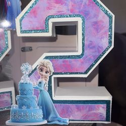 Frozen Inspired Cardstock 3D Number 2