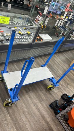 Blue Steel Panel Cart with Casters