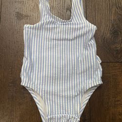 Girls Blue And White Red file Bottom Bathing Suit Size 3/6 Months By Old Navy #2