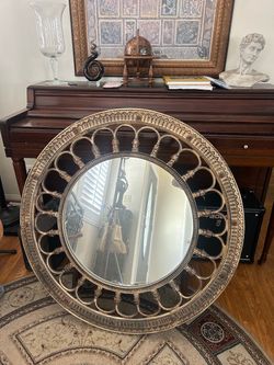 Large Ornate Gold Round Mirror – $80 OBO