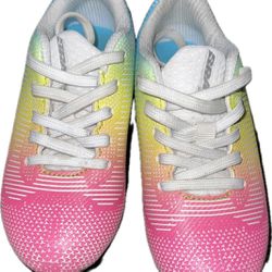 Brava Girls Pink Yellow Blue w/White Laces & Trim Soccer Shoes Sz: 12C