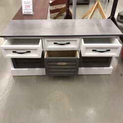 3 Drawer Storage Bench / Shoe Rack With 3 Wood Baskets 