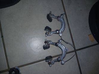 front and back brakes from a Peugeot bike