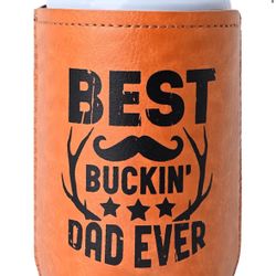 Gifts for Dad from Daughter, Son for Fathers Day, Birthday Gifts for Dad, Him, Husband, Grandpa, Retirement Gifts for Men, Leather Can Cooler for Mens