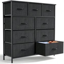 9 Drawer Fabric Dresser For Bedroom, Chest Of Drawer Organizer Storage Cabinet For Closet