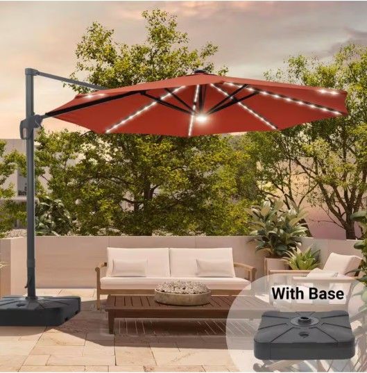 Simply Shade 11ft LED Solar Cantilever Patio Umbrella/New