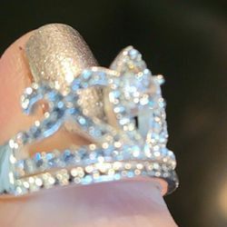 Crystal Tiara Ring New, Size 5