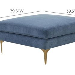 Blue Velvet Ottoman