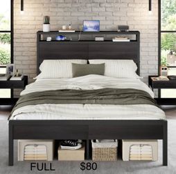 wood/ Metal Bed Frame with Headboard in Box
